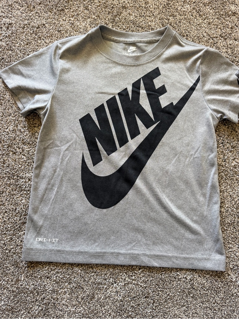 Nike Gray and Black Big Logo Short Sleeve Tee